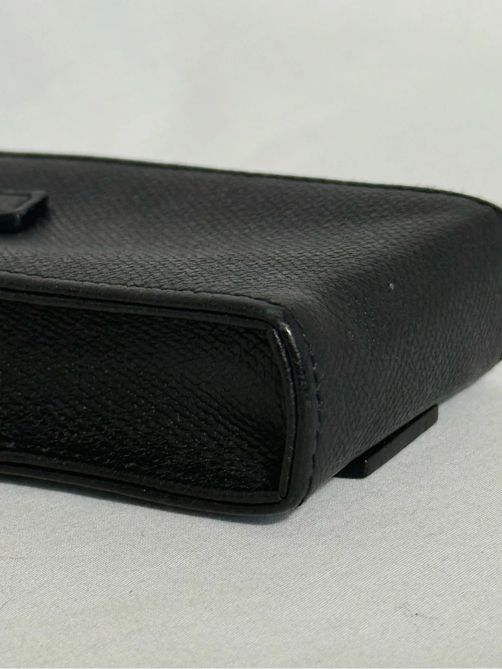 Chanel Vintage CC Cigarette Case Phone Holder Caviar Leather Black Gold